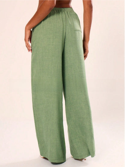 Womens High Waist Wide Leg Yoga Pants with Pockets