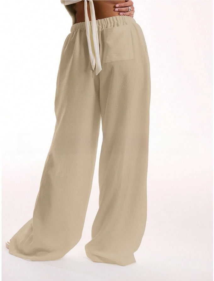 Womens High Waist Wide Leg Yoga Pants with Pockets