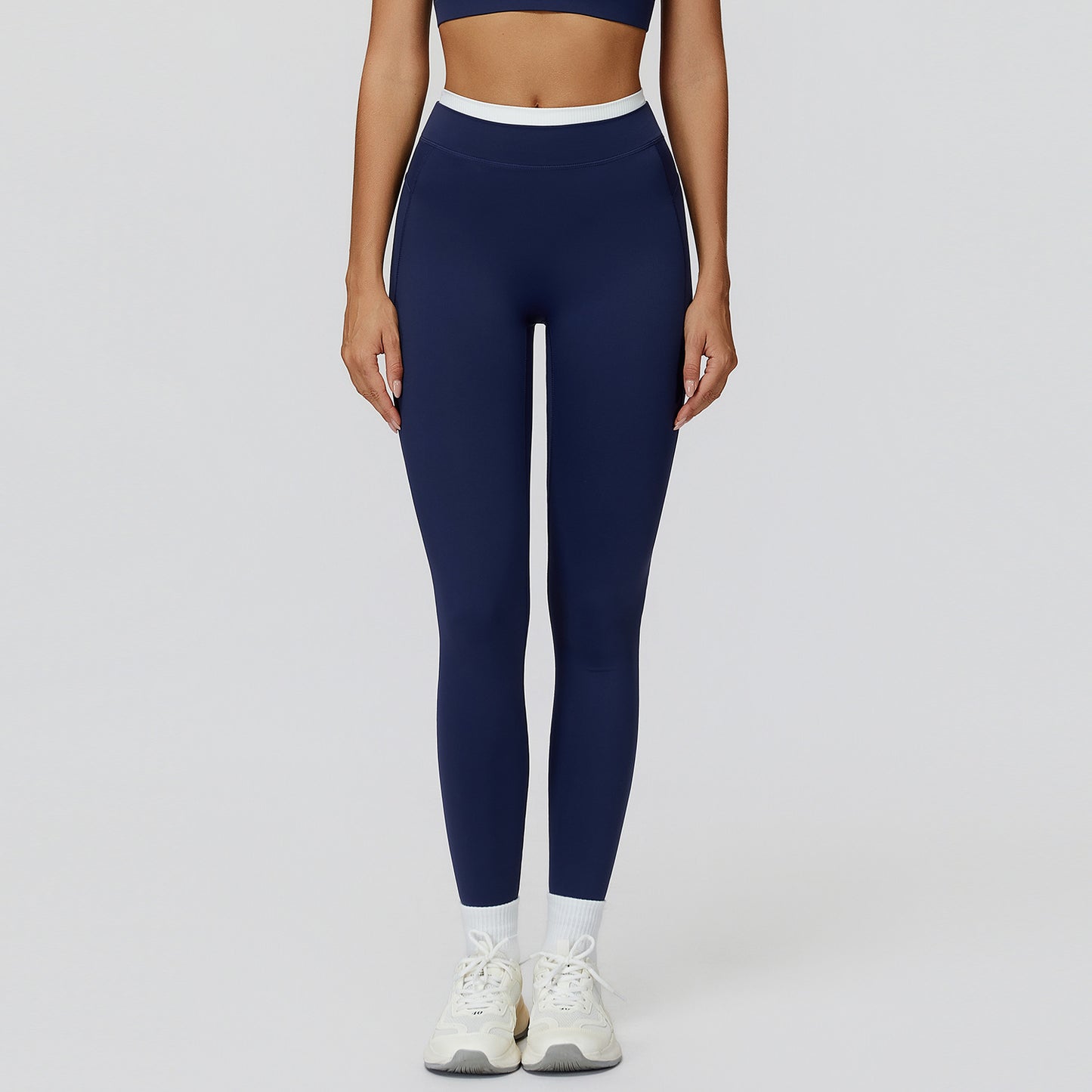 Womens High-Waist Yoga Pants with Contrast Threading
