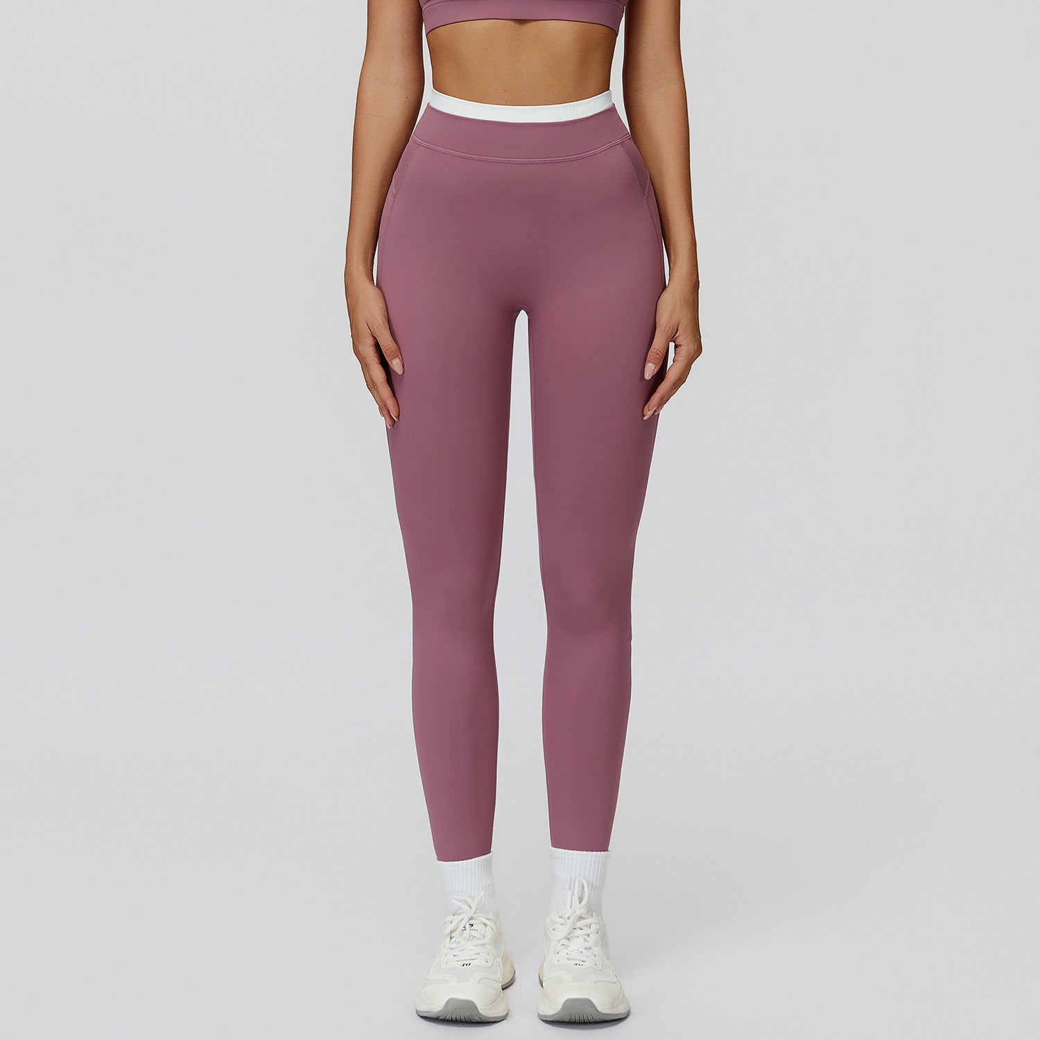 Womens High-Waist Yoga Pants with Contrast Threading