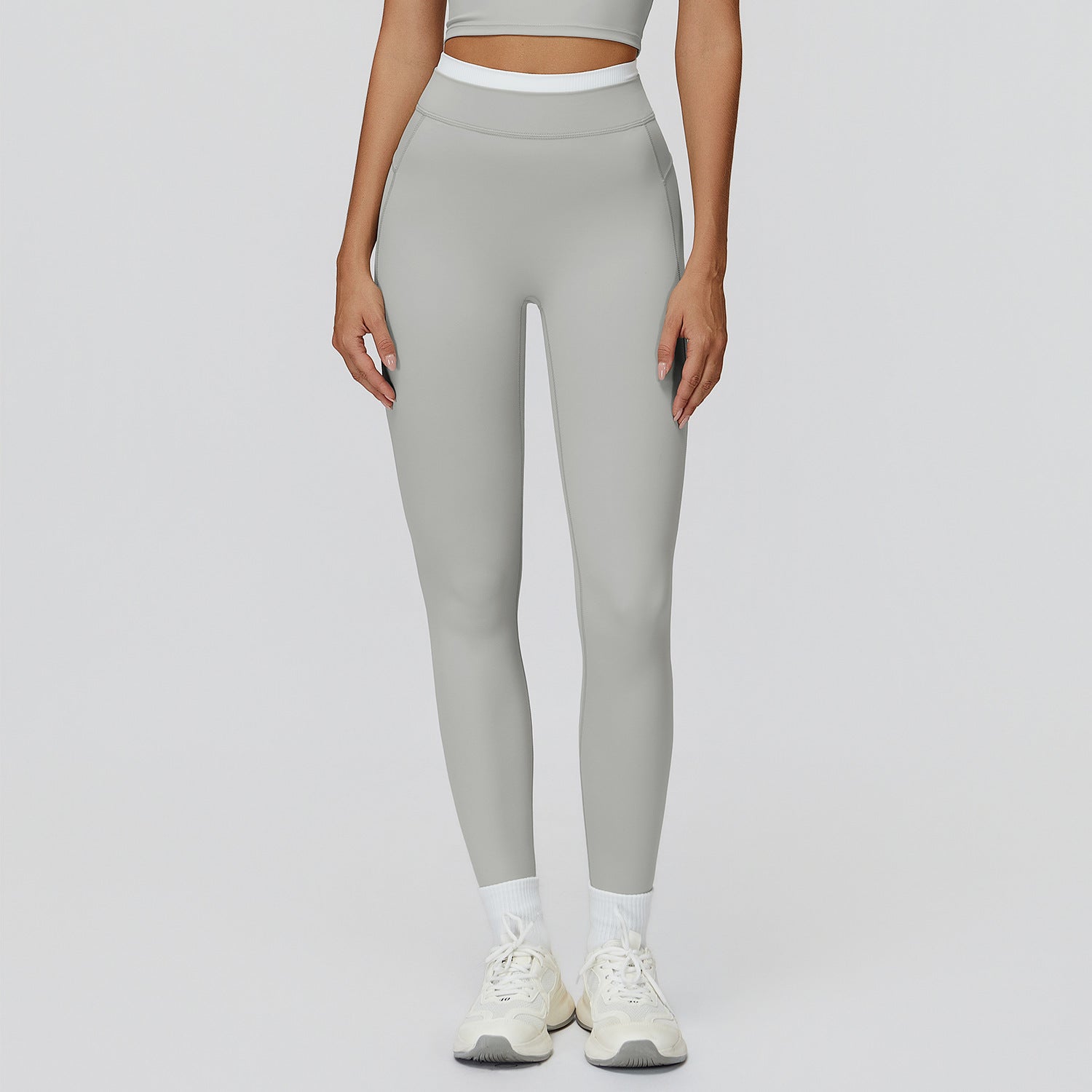 Womens High-Waist Yoga Pants with Contrast Threading