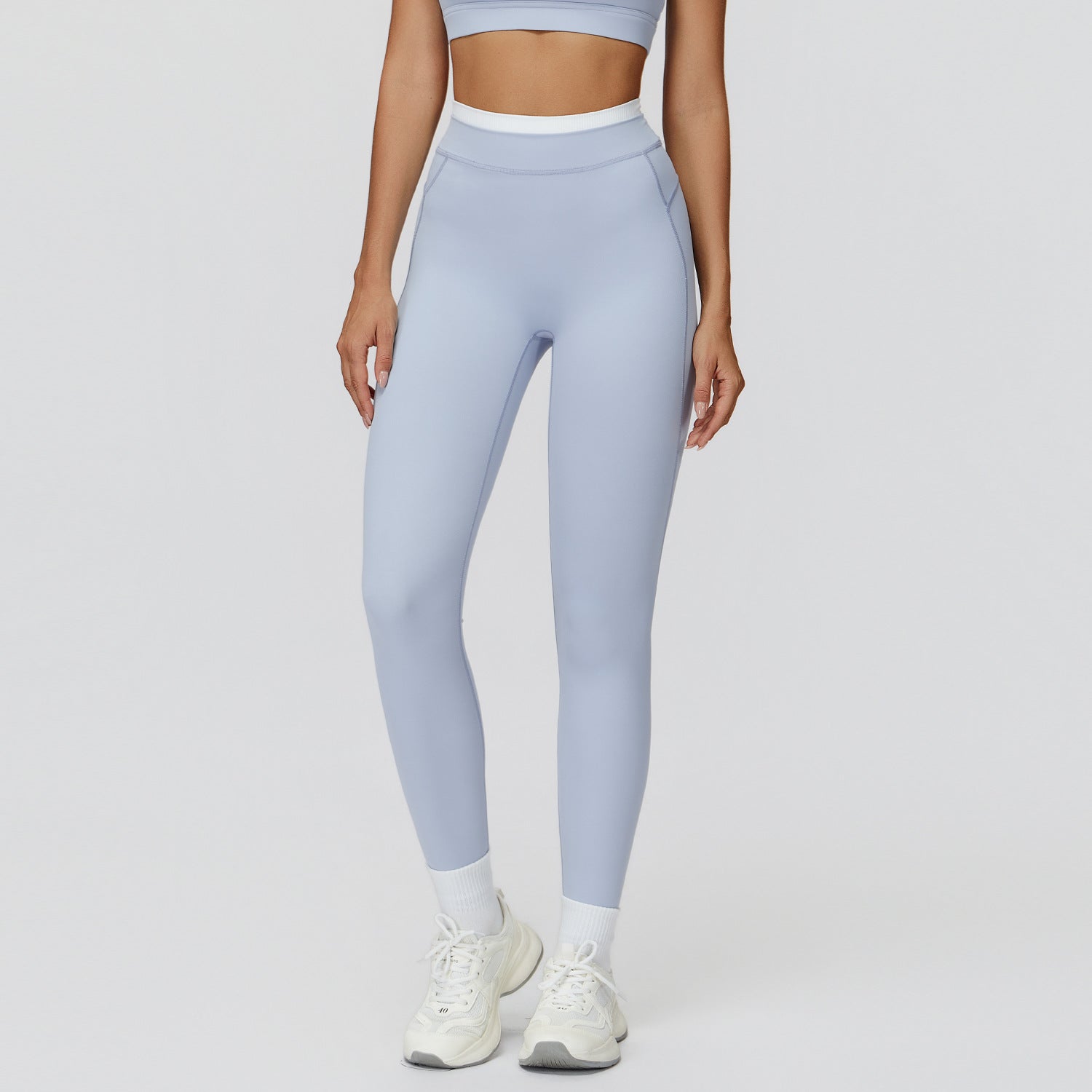 Womens High-Waist Yoga Pants with Contrast Threading