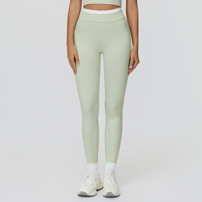 Womens High-Waist Yoga Pants with Contrast Threading