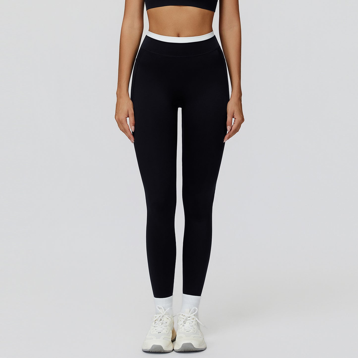 Womens High-Waist Yoga Pants with Contrast Threading