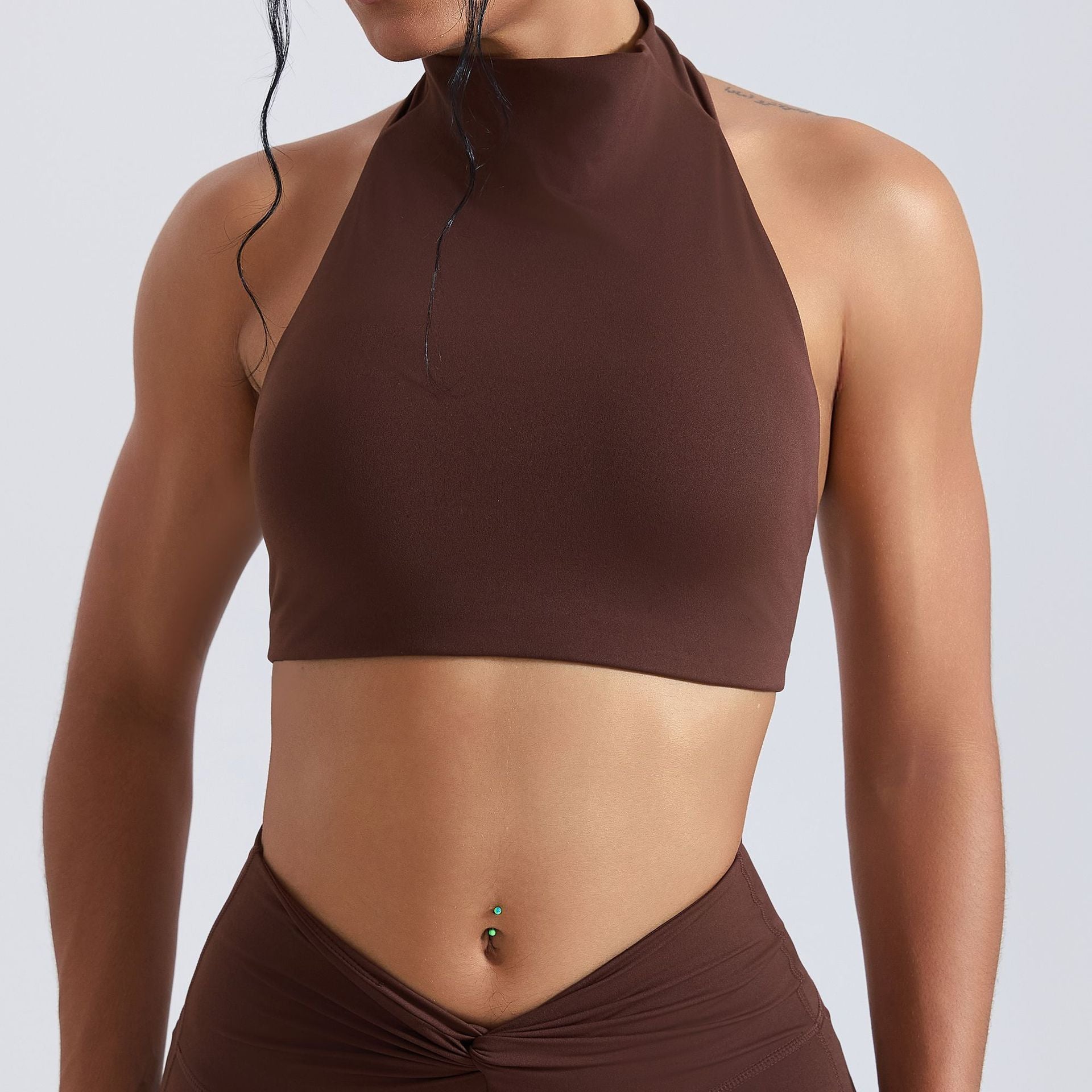 Womens High Waist Yoga Set with Open Back