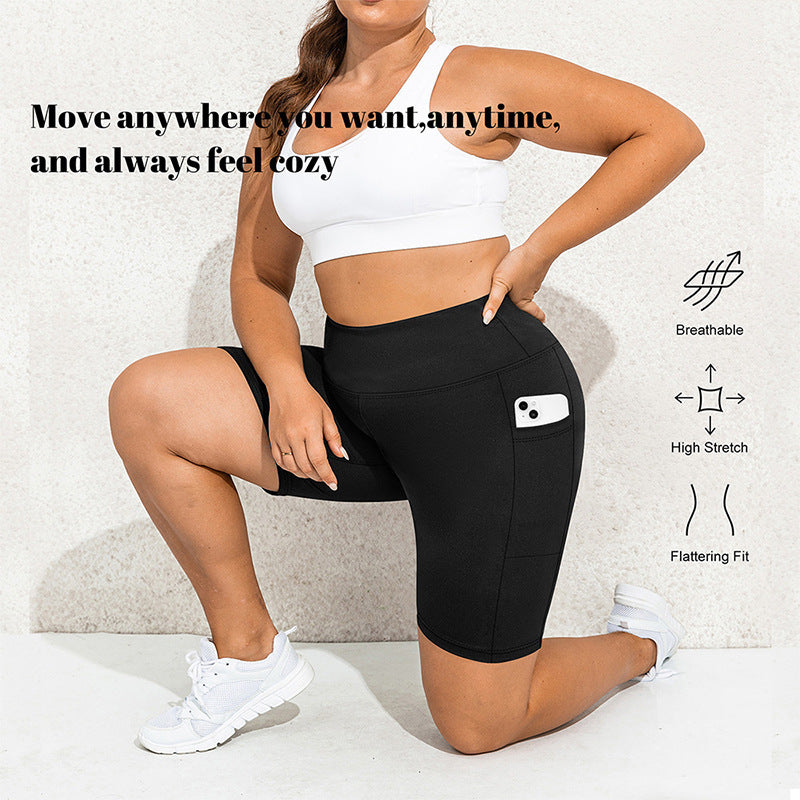 Womens High Waist Yoga Shorts with Pockets