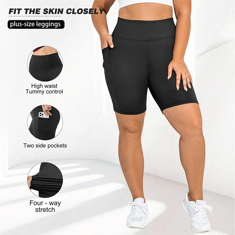 Womens High Waist Yoga Shorts with Pockets