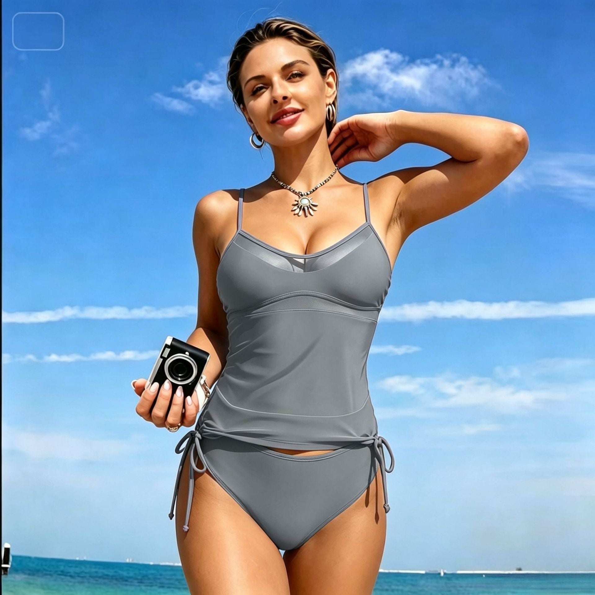 Womens High-Waisted Bikini Swimsuit