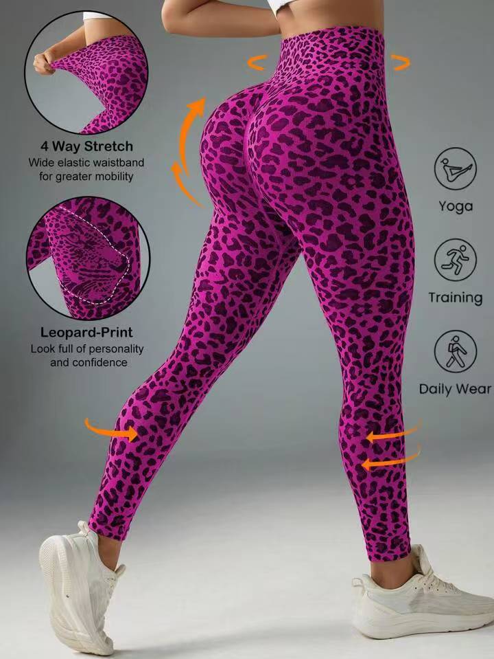 Womens High-Waisted Cheetah Print Yoga Pants