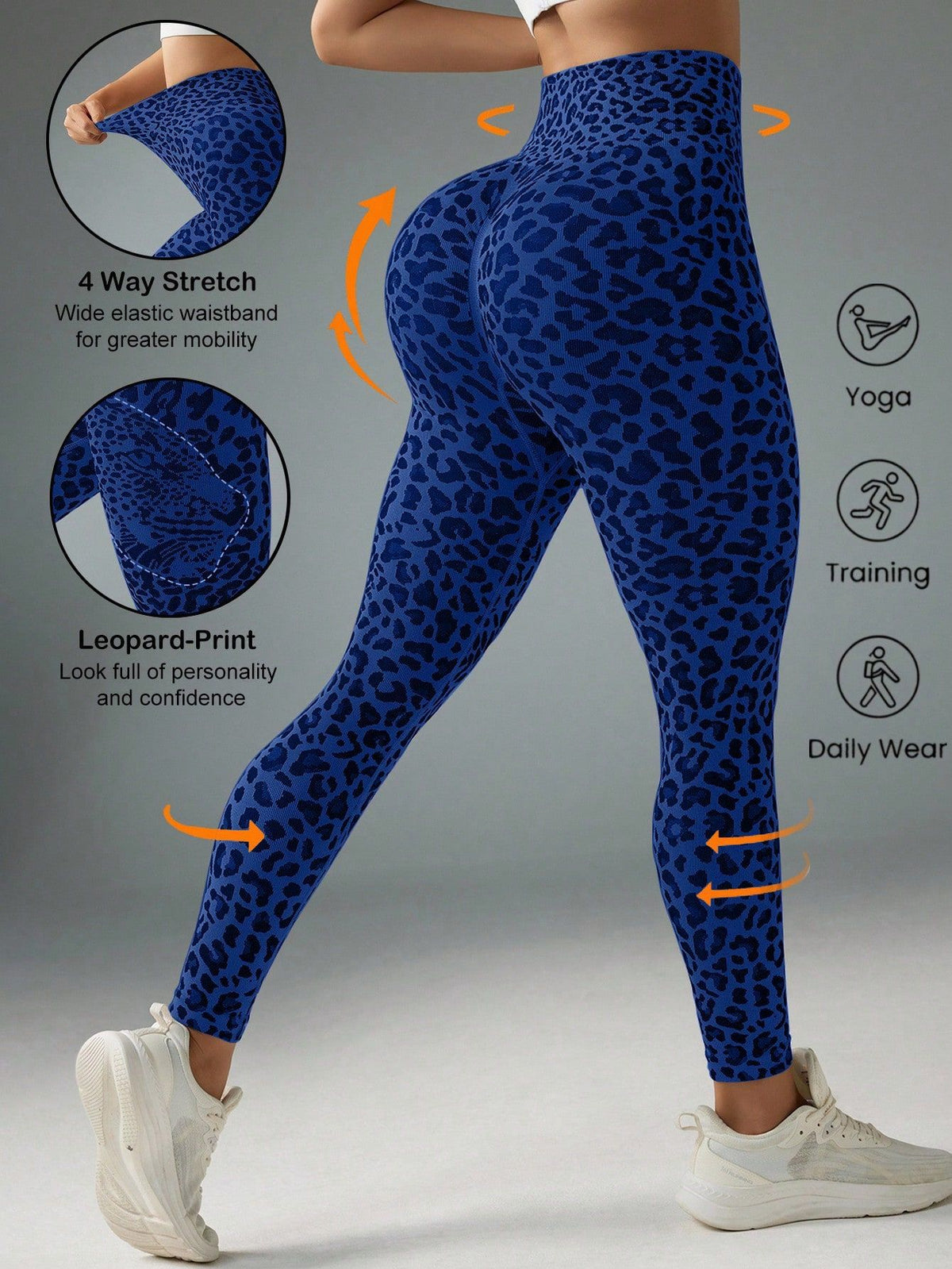 Womens High-Waisted Cheetah Print Yoga Pants