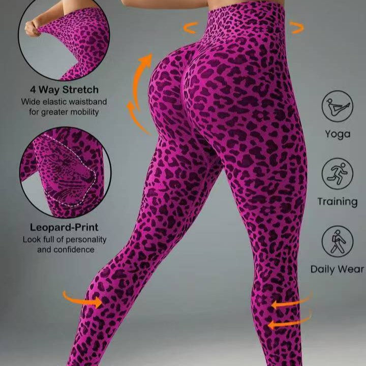 Womens High-Waisted Cheetah Print Yoga Pants