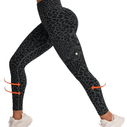 Womens High-Waisted Cheetah Print Yoga Pants