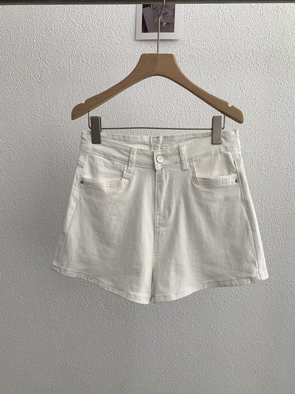Womens High Waisted Denim A-Line Wide Leg Shorts