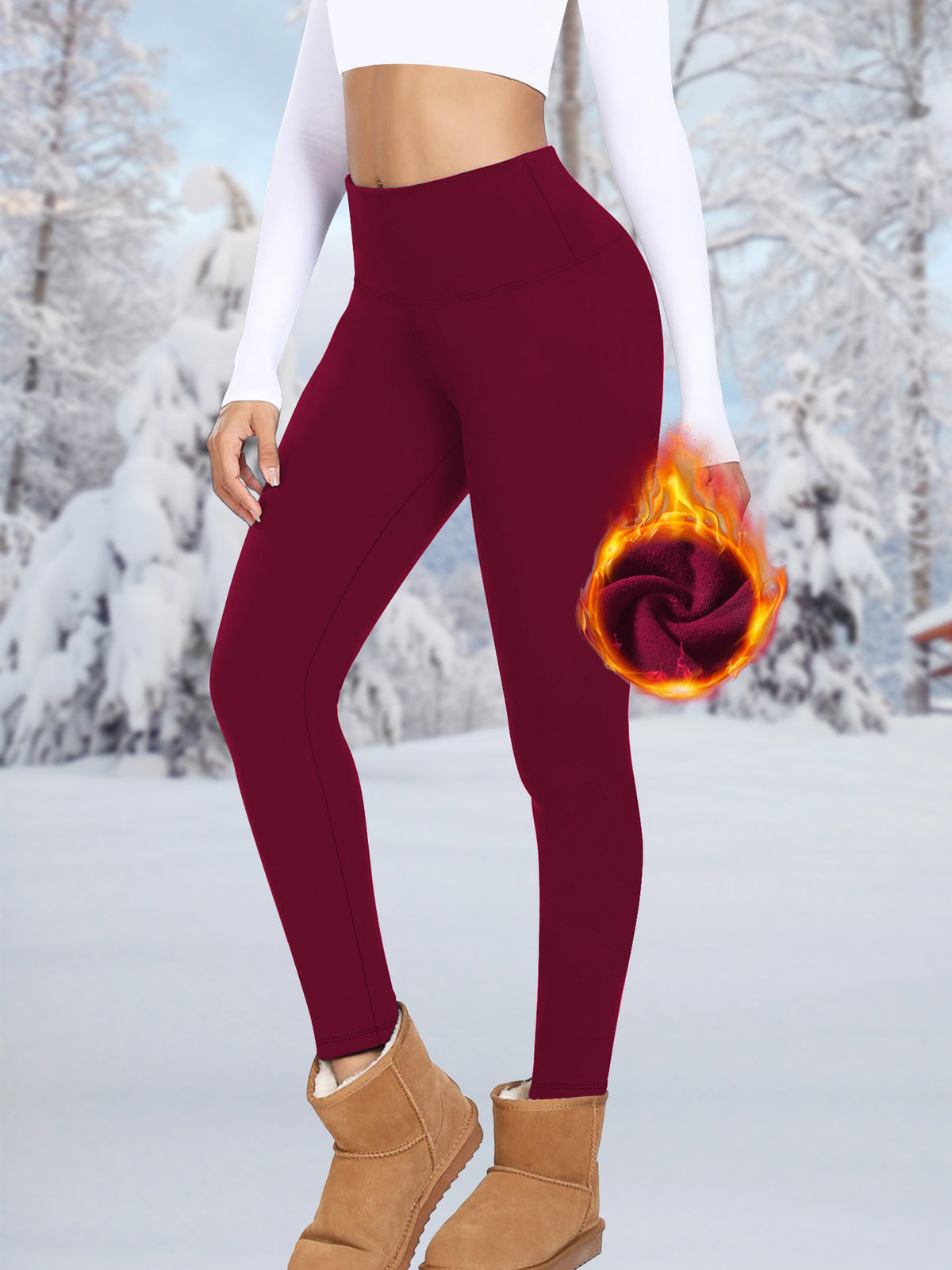 Womens High-Waisted Fleece Leggings