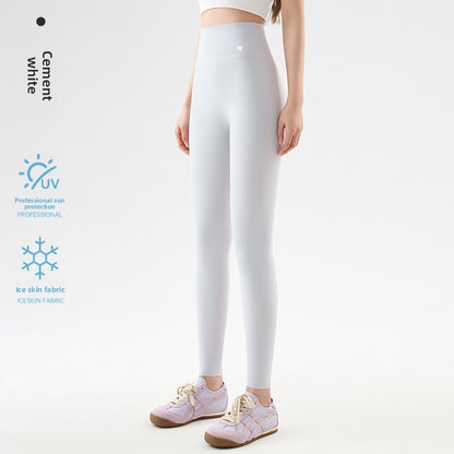 Womens High-Waisted Ice Silk Cropped Leggings