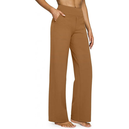 Womens High Waisted Straight Leg Pants