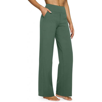 Womens High Waisted Straight Leg Pants