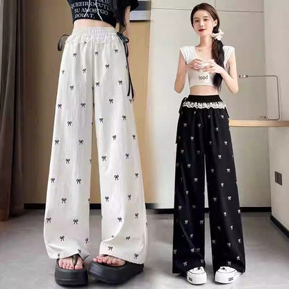 Womens High-Waisted Wide-Leg Casual Pants