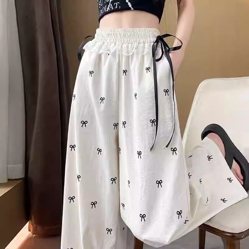 Womens High-Waisted Wide-Leg Casual Pants