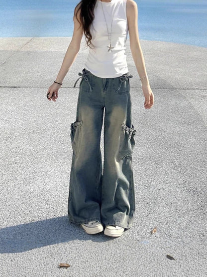 Womens High Waisted Wide Leg Jeans