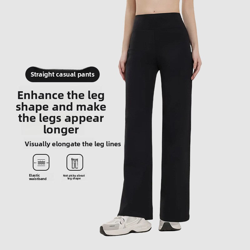 Womens High-Waisted Wide-Leg Straight Pants