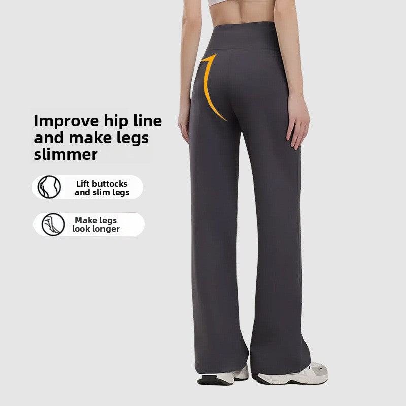 Womens High-Waisted Wide-Leg Straight Pants