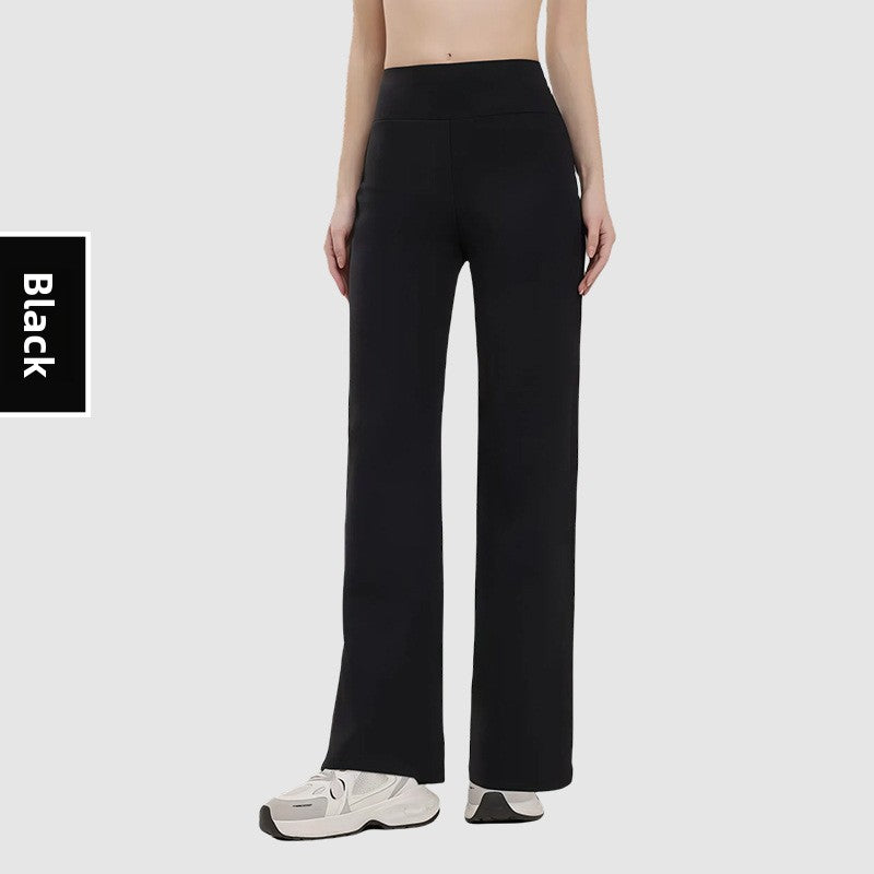 Womens High-Waisted Wide-Leg Straight Pants