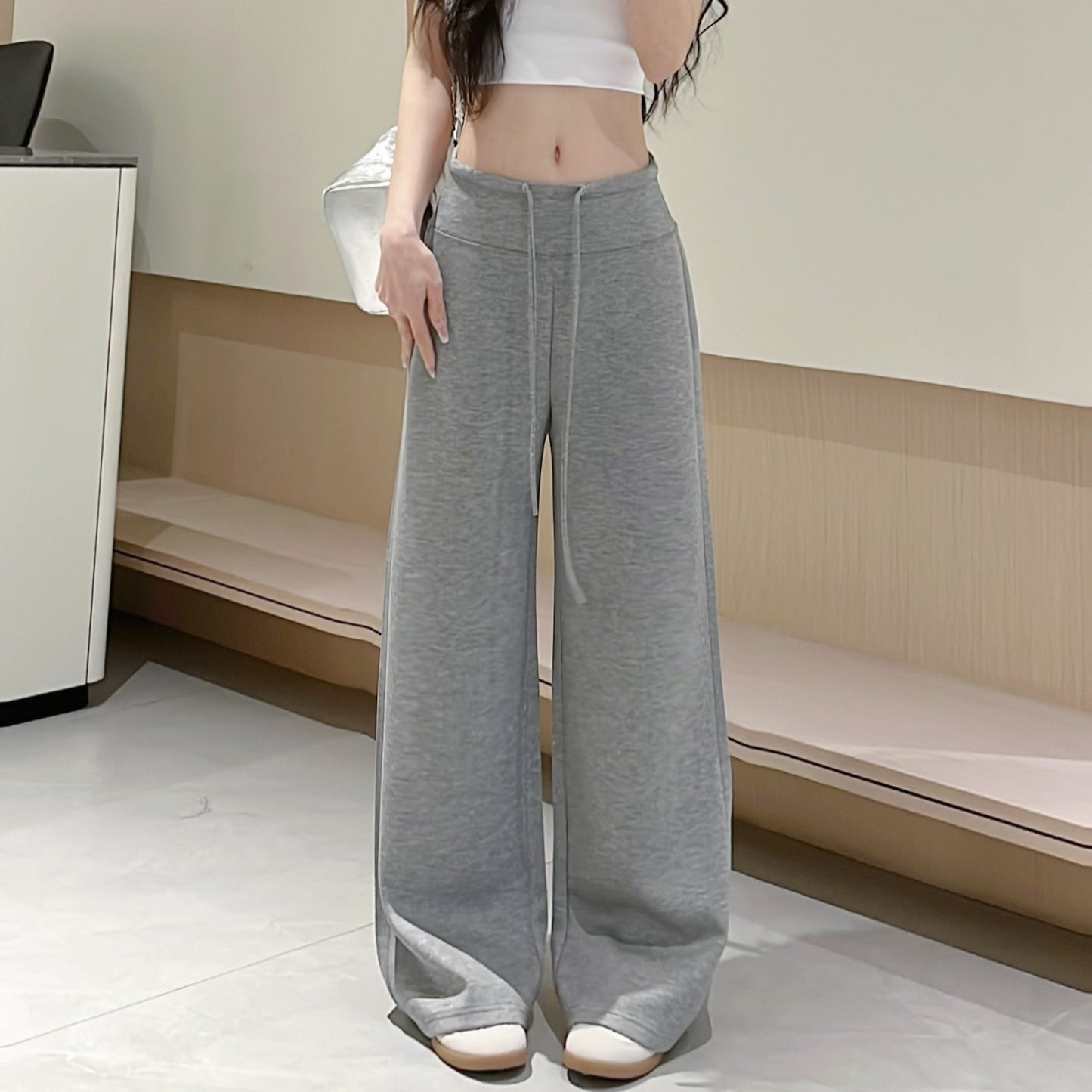 Womens High-Waisted Wide-Leg Sweatpants