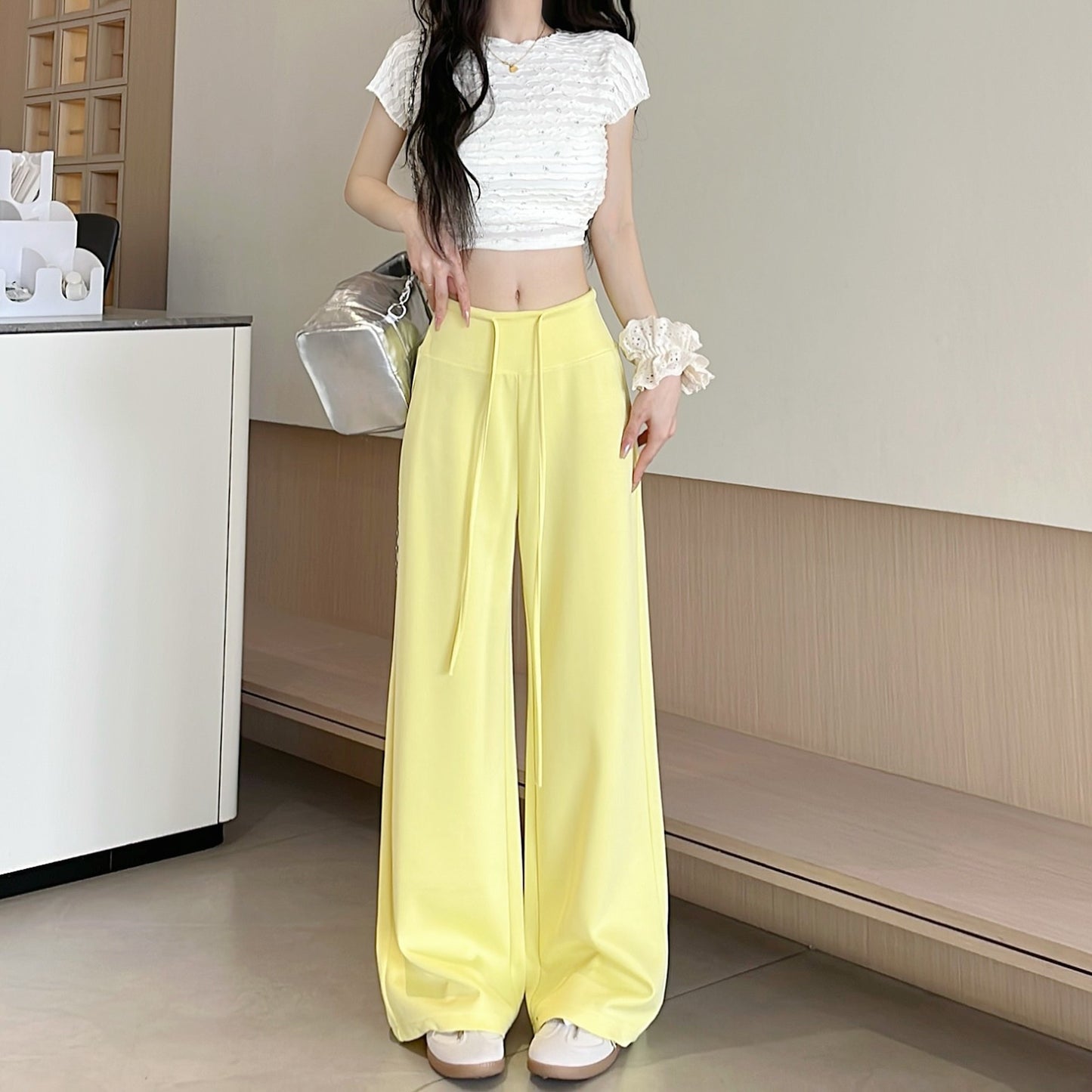 Womens High-Waisted Wide-Leg Sweatpants
