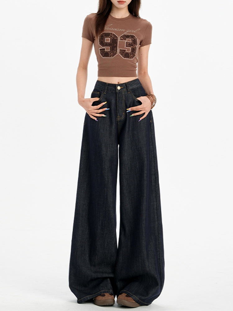 Womens High Waisted Wide Leg Tencel Jeans