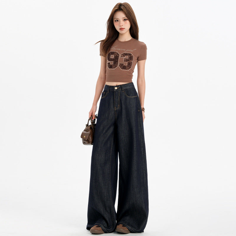 Womens High Waisted Wide Leg Tencel Jeans