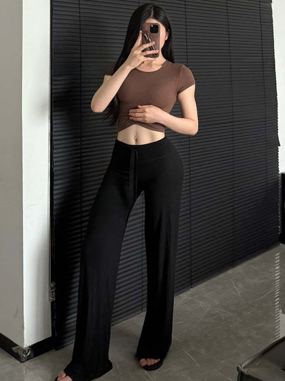 Womens High Waisted Wide Leg Yoga Pants Modal Fitness Pants