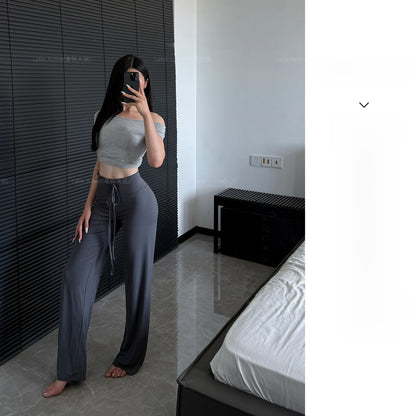 Womens High Waisted Wide Leg Yoga Pants Modal Fitness Pants