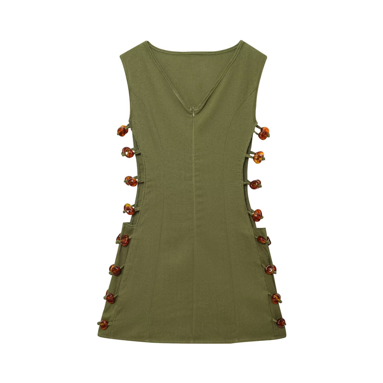 Womens Hollow Out Cotton Linen Dress