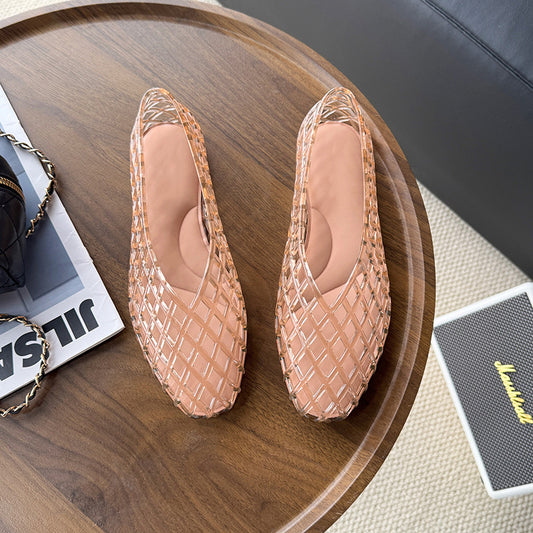Womens Hollow Pointed Toe Flat Sandals