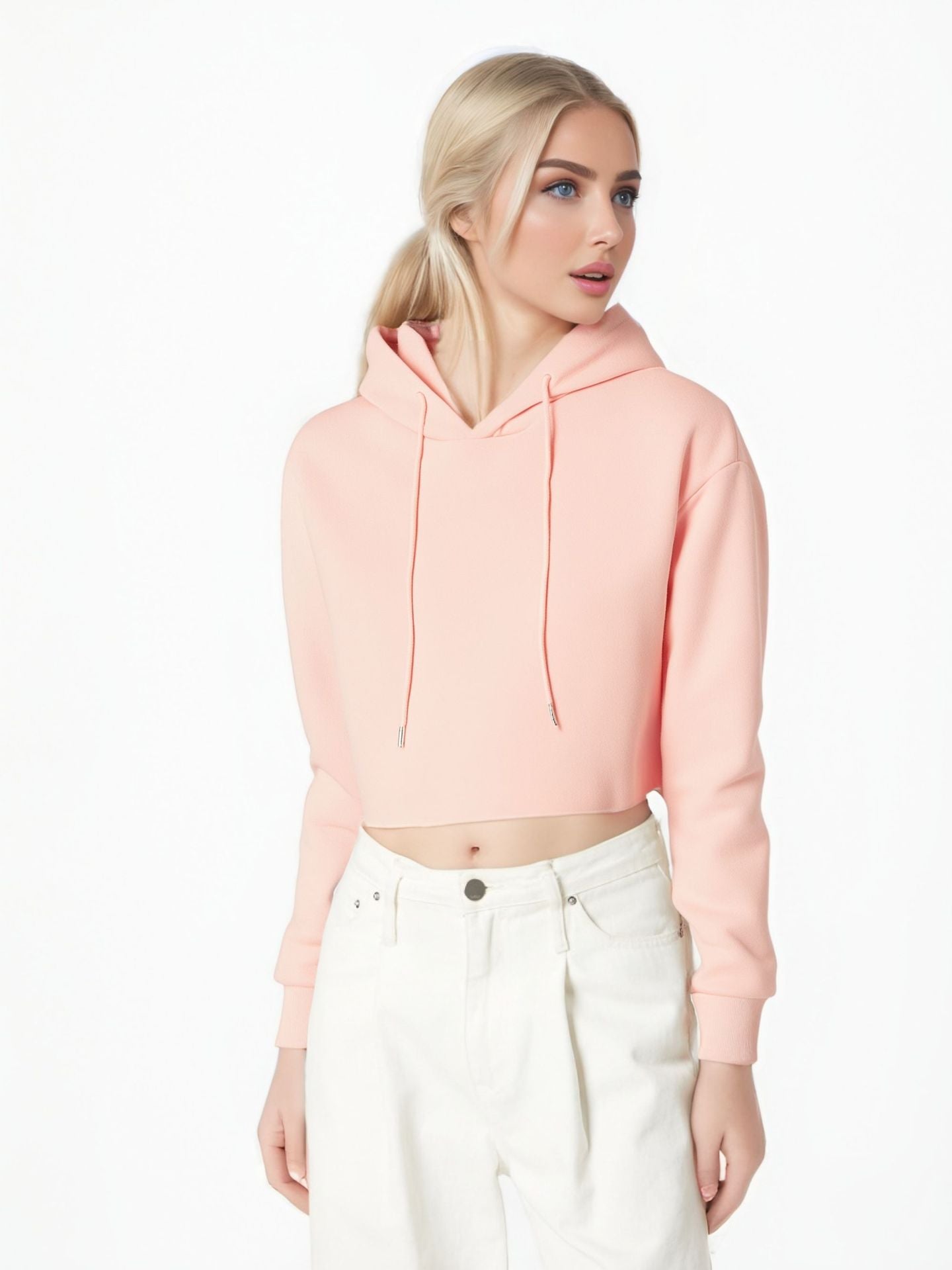 Womens Hooded Cropped Velvet Sweater Streetwear Pullover