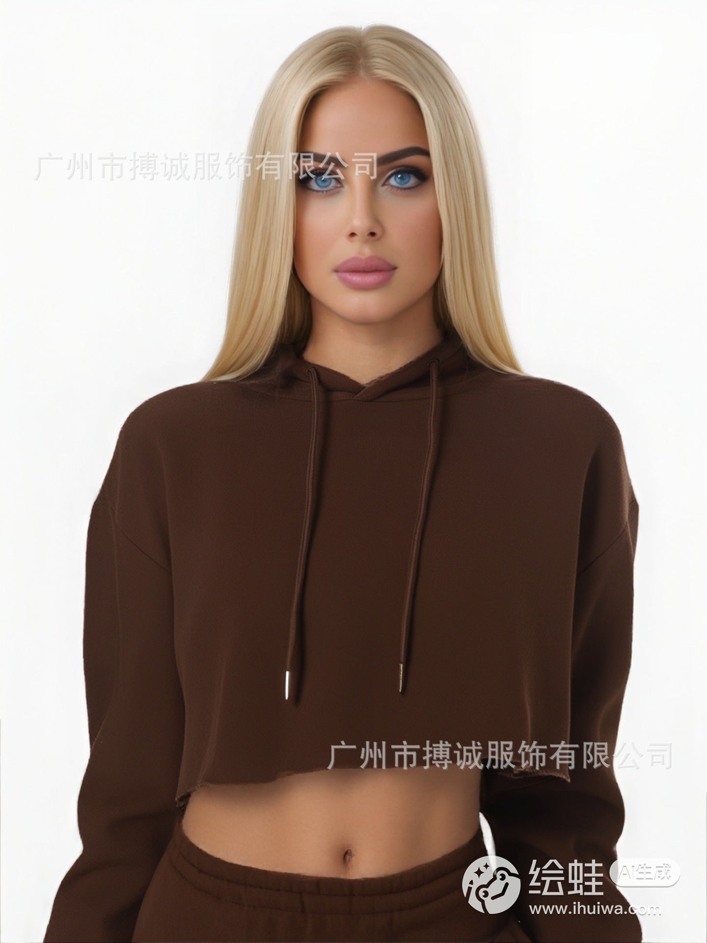 Womens Hooded Cropped Velvet Sweater Streetwear Pullover