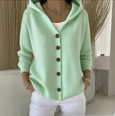 Womens Hooded Knit Cardigan Sweater