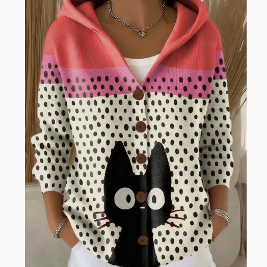 Womens Hooded Knit Cardigan Sweater