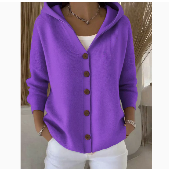 Womens Hooded Knit Cardigan Sweater