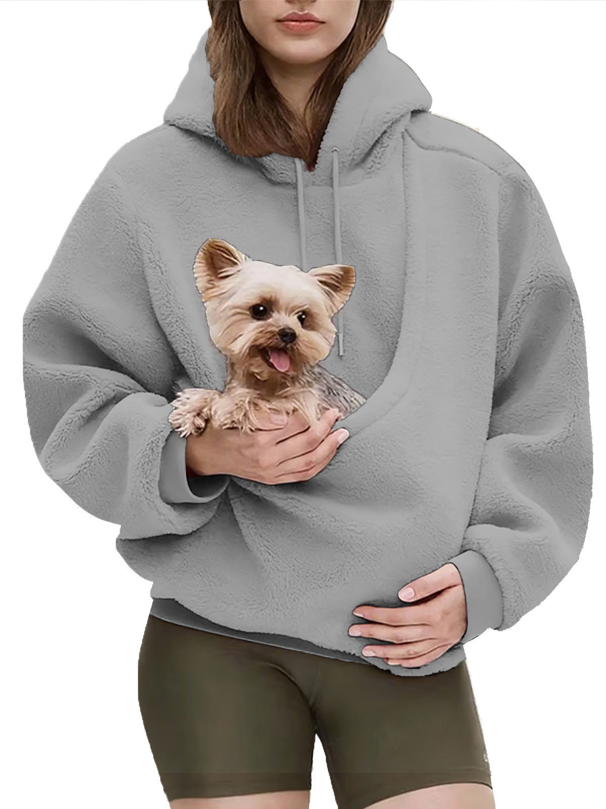 Womens Hooded Lamb Wool Blend Pullover Sweater