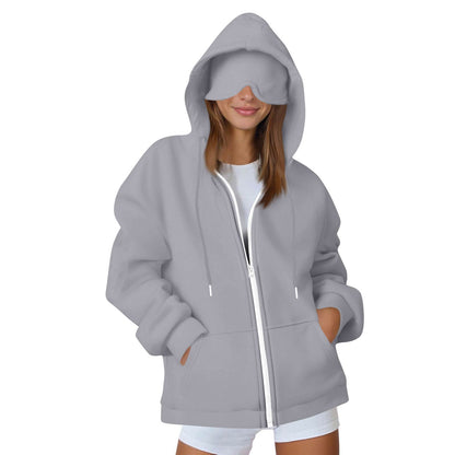Womens Hooded Sweatshirt with Built-in Eye Mask