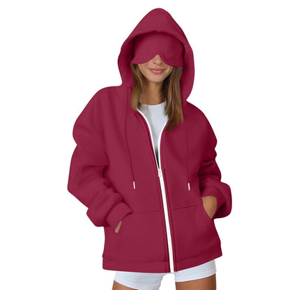 Womens Hooded Sweatshirt with Built-in Eye Mask