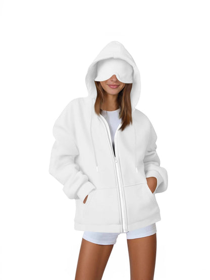 Womens Hooded Sweatshirt with Built-in Eye Mask