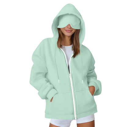 Womens Hooded Sweatshirt with Built-in Eye Mask