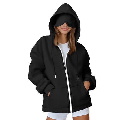Womens Hooded Sweatshirt with Built-in Eye Mask
