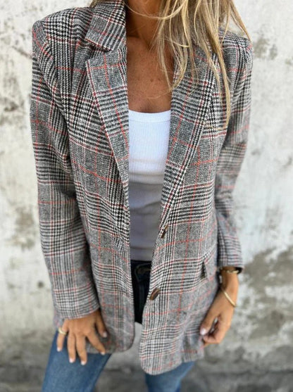 Womens Houndstooth Lapel Blazer