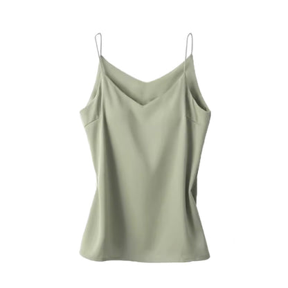 Womens Ice Silk Camisole with Chest Pad
