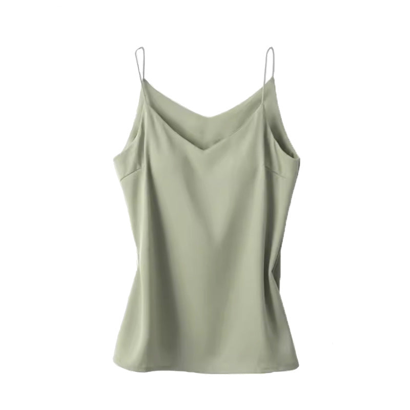 Womens Ice Silk Camisole with Chest Pad