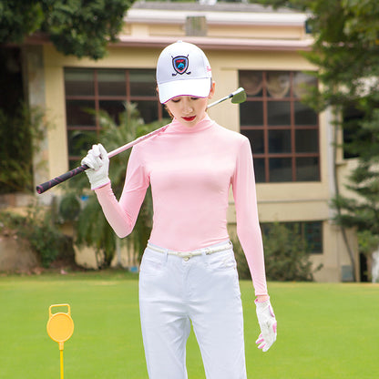Womens Ice Silk Golf Shirt Long Sleeve Sun Protection Top
